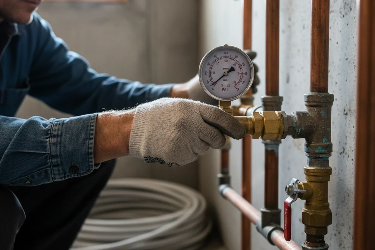 Pressure testing a repaired line during Water Line Repair in East Saint Louis